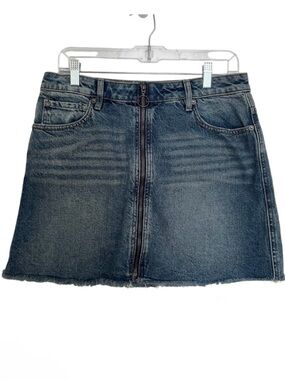 We The Free Blue Denim Front Zip Mini Skirt Size 30 / US 10